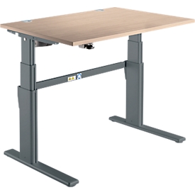Bureau Confort, hauteur réglable électriquement, rectangulaire, pied en C, L 1200 x P 800 x H 655-1305 mm, chêne/anthracite