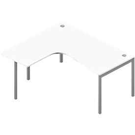 Bureau d’angle ARLON-OFFICE, 4 pieds, extension à gauche, l. 1600 x P 1200 x H 730 mm, blanc