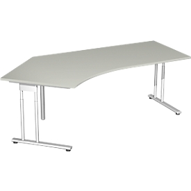 Bureau d’angle PALENQUE 135°, pieds en C, angle à gauche, l. 2165 x P 800/1130 x H 680 - 820 mm,