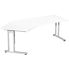 Bureau d’angle PALENQUE 135°, pieds en C, angle à gauche, l. 2165 x P 800/1130 x H 720 mm, blanc