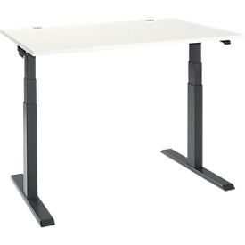 Bureau ERGO-T 2.0 - elektrisch in hoogte verstelbaar - B 1200 x D 800 x H 640-1300 mm - T-voet antraciet - wit - ons merk Schäfer Shop Select