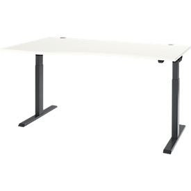 Bureau ERGO-T 2.0 - réglable en hauteur électriquement - fixation libre à gauche - L 1800 x H 715-1205 mm - pied en T anthracite - blanc - notre marque Schäfer Shop Select