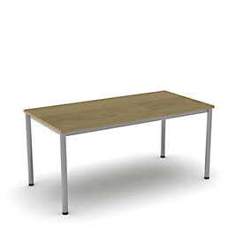 Bureau NEVADA, 4 pieds, rectangulaire, tube rond, L 1800 x P 800 x H 740 mm, chêne/argenté