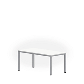 Bureau NEVADA, 4 pieds, rectangulaire, tubes carrés, l. 1600 x P 800 x H 740 mm, blanc/alu argenté 