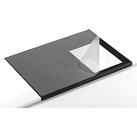 Bureau onderlegger, soepele pvc-folie, 650 x 520 mm, randbescherming, zwart