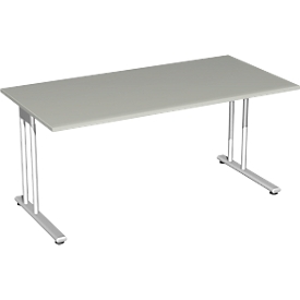 Bureau PALENQUE, pieds en C, rectangulaire, l. 1600 x P 800 x H 720 mm, gris clair