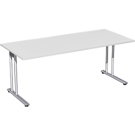 Bureau PALENQUE, pieds en C, rectangulaire, l. 1800 x P 800 x H 720 mm, gris clair