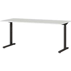Bureau Profi 2.0, réglage mécanique de la hauteur, L 1600 x P 800 x H 700 - 800 mm, gris clair/noir