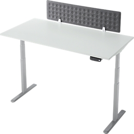 Bureau - rechthoekig - elektrisch in hoogte verstelbaar - T-poot - B 1600 x D 800 x H 620-1280mm - incl. Memory Master + scheidingswand - lichtgrijs/zilver
