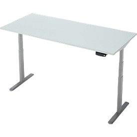 Bureau - rechthoekig - elektrisch in hoogte verstelbaar - T-poot - B 1800 x D 800 x H 620-1280 mm - incl. Memory Master - lichtgrijs/zilver