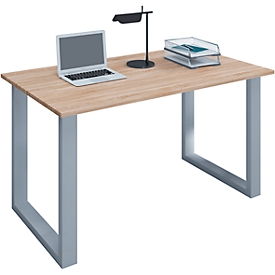 Bureau, rectangulaire, base à console, L 1100 x P 800 x H 760 mm, chêne/argent Sonoma