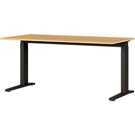 Bureau tafel Agenda Home, C-voet, mechanisch in hoogte verstelbaar, B 1600 x D 800 x H 680-880 mm, eiken/zwart