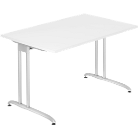 Bureau TARA, pieds en C, rectangulaire, l. 1200 x P 800 x H 720 mm, blanc