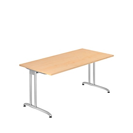 Bureau TARA, pieds en C, rectangulaire, l. 1600 x P 800 x H 720 mm, coloris érable