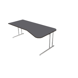 Bureau Toledo, hauteur ajustable, asymétrique, extension à droite/à gauche, pieds en C, l. 1950 x P 800/1000 mm, anthracite