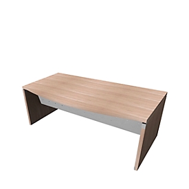 Bureau X-TIME-WORK, panneau, avec arrondi, l. 2000 x P 1000 x H 740 mm, orme/alu