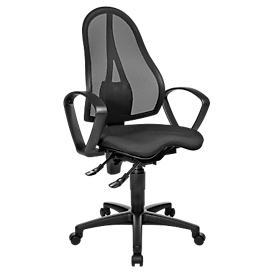 Bureaustoel BALANCE 400 NET - permanent contact - fitness-orthozitting - met armleuningen - zwart - ons merk Schäfer Shop Pure