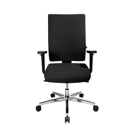 Bureaustoel PROFI STAR 15 hoog, met armleuningen, synchroonmechanisme, vlakke zitting, ergonomische rugleuning, zwart/alusisch zilver