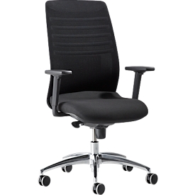 Bureaustoel SSI Proline Edition 10 -  synchroon mechanisme - zitting met bekkensteun - netrug - met armleuningen - zwart- alu kruisvoet - Schäfer Shop Select