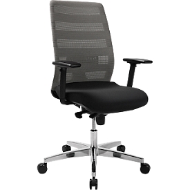 Bureaustoel SSI Proline Edition 50 – synchroonmechanisme – ergonomische zitting – lendensteun – met armleuningen – netrugleuning – grijs/zwart – ons merk Schäfer Shop Select