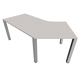 Bureautafel 135° SOLUS PLAY, 4-poot, vrije vorm, aanbouw links, B 2165 x D 800 x H 720-820 mm, ceramic grey