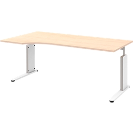 Bureautafel BARI, C-poot, aanbouw schuifdeurkast links, B 1800 mm, esdoornpatroon