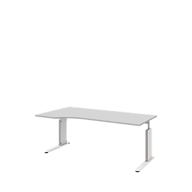 Bureautafel BARI, C-poot, aanbouw schuifdeurkast links, B 1800 mm, lichtgrijs