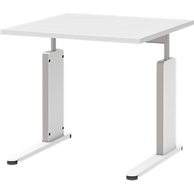Bureautafel BARI, C-poot, vorm B, rechthoek, B 800 x D 800 x H 680-820 mm,  wit