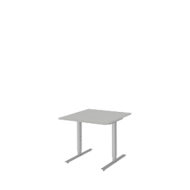 Bureautafel BARI, T-poot, rechthoek, B 800 x D 800 x H 680-820 mm, lichtgrijs/aluminium