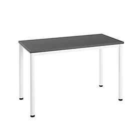 Bureautafel Home Office NEVADA - B 1200 x D 600 x H 740 mm - ronde poten wit - donkergrijs