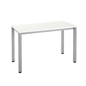 Bureautafel Home Office NEVADA - B 1200 x D 600 x H 740 mm - vierkante poten aluminium zilver - wit 