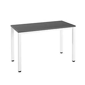 Bureautafel Home Office NEVADA - B 1200 x D 600 x H 740 mm - vierkante poten wit - donkergrijs