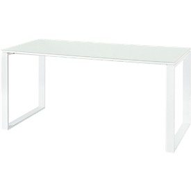 Bureautafel MONTERIA, rechthoek, slede onderstel, B 1600 x D 800 mm, wit