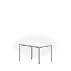 Bureautafel NEVADA, 4-poot, rechthoek, vierkante buis, B 1200 x D 800 x H 740 mm, wit/aluminum zilver 