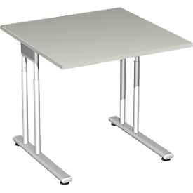 Bureautafel PALENQUE, C-poot, rechthoek, B 800 x D 800 x H 680-820 mm, lichtgrijs