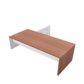 Bureautafel, Sideboard X-TIME-WORK, wang, rechthoek, rechts, B 2196 mm, notenhout-Canaletto-patroon