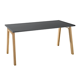 Bureautafel Start Off Wood, rechthoekig, A-voet, B 1600 x D 800 x H 735 mm, grafiet/hout look 