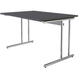 Bureautafel Toledo, in hoogte verstelbaar, rechthoek, C-poot-onderstel, breedte 1200 mm, antraciet