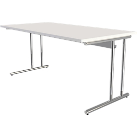 Bureautafel Toledo, in hoogte verstelbaar, rechthoek, C-poot-onderstel, breedte 1600 mm, wit