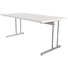 Bureautafel Toledo, in hoogte verstelbaar, rechthoek, C-poot-onderstel, breedte 1800 mm, wit