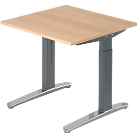 Bureautafel TOPAS LINE, handmatig in hoogte verstelbaar, B 800 mm, eik/grafiet/aluminium gepolijst