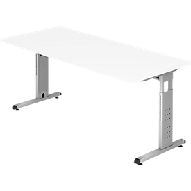 Bureautafel ULM, C-poot, rechthoek, B 1800 x D 800 x H 650-850 mm, wit