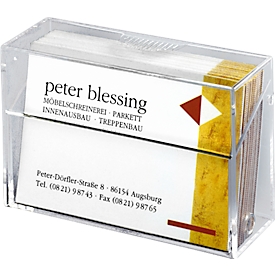 Business card box, clear, for cards up to 85x56 mm