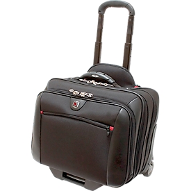 Business Trolley Potomac, met draaggreep en wielen, 3 vakken, polyester, zwart