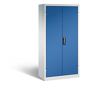 C+P acculaderkast Basic met deuren van massief plaatstaal, H 1950 x B 930 x D 500 mm, lichtgrijs/ gentiaanblauw