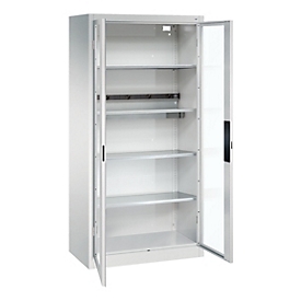 C+P Akkuladeschrank Acurado, abschließbar, mit Inneneinrichtung, B 930 x T 500 x H 1950 mm, Stahl, lichtgrau RAL 7035/lichtgrau RAL 7035