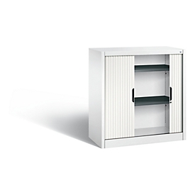 C + P Armoire à rideau Omnispace, 2 HC, verrouillable, L 1000 x P 420 x H 1030 mm, acier/plastique, blanc trafic
