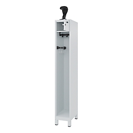 C+P Brandweerkast Evolo, model PRAKTUS, 1 vak, H 1850 x B 300 x D 500 mm, poten, lichtgrijs