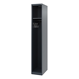 C+P Brandweerkluis Evolo, model EXPERT, 1 compartiment, B 300 x D 500 x H 1850 mm, vloerglijders, antracietgrijs RAL 7016