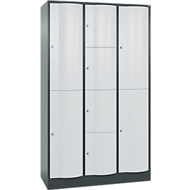 C+P combikast Resisto, 3 vakken, 8 vakken, B 1148 x D 540 x H 1950 mm, antracietgrijs/lichtgrijs